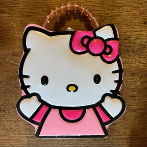 Sanrio Hello Kitty Tin Metal Pink Purse Lunch Box Beaded Handle